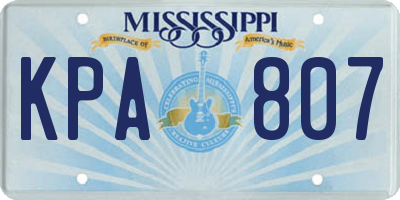 MS license plate KPA807