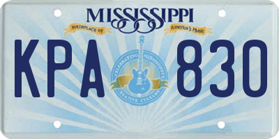 MS license plate KPA830