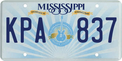 MS license plate KPA837