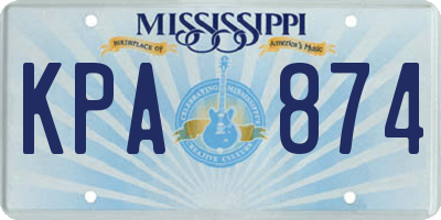 MS license plate KPA874