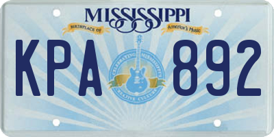 MS license plate KPA892