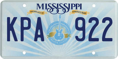 MS license plate KPA922