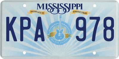 MS license plate KPA978