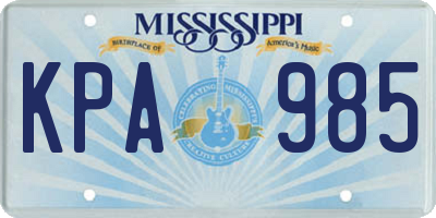 MS license plate KPA985