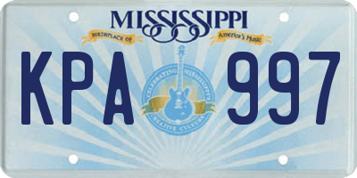 MS license plate KPA997