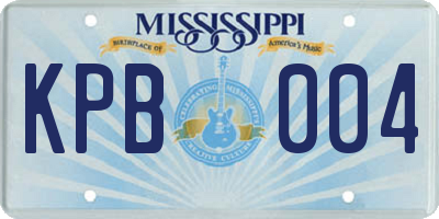 MS license plate KPB004