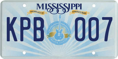 MS license plate KPB007
