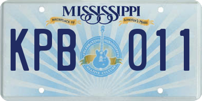 MS license plate KPB011