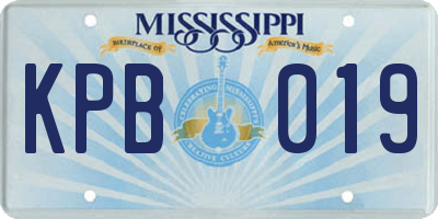 MS license plate KPB019