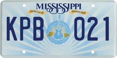 MS license plate KPB021