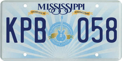 MS license plate KPB058