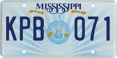 MS license plate KPB071