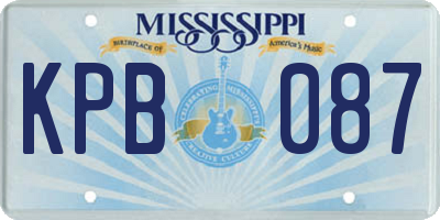 MS license plate KPB087