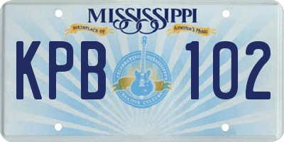 MS license plate KPB102