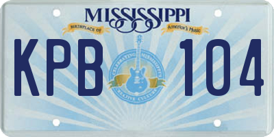 MS license plate KPB104