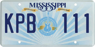 MS license plate KPB111