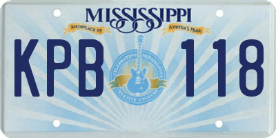 MS license plate KPB118