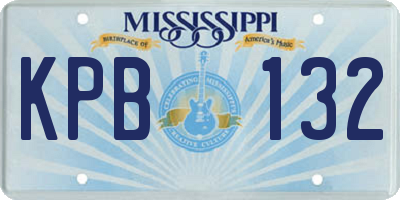 MS license plate KPB132