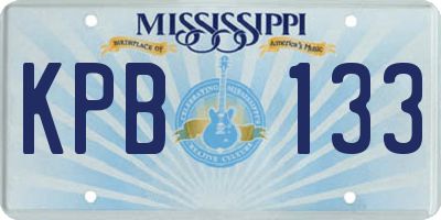 MS license plate KPB133