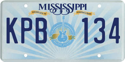 MS license plate KPB134
