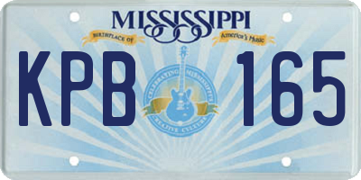 MS license plate KPB165