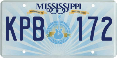 MS license plate KPB172