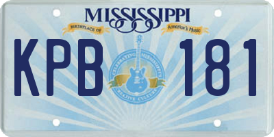 MS license plate KPB181