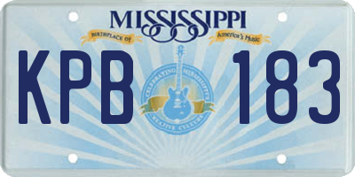 MS license plate KPB183