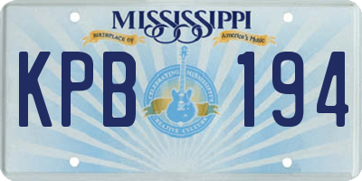 MS license plate KPB194