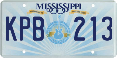 MS license plate KPB213