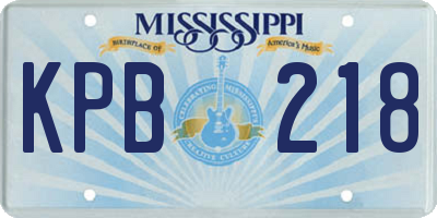 MS license plate KPB218