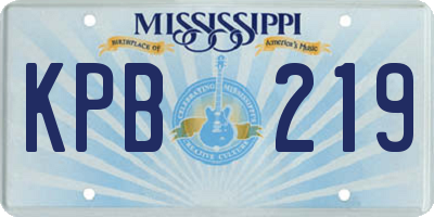 MS license plate KPB219