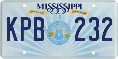 MS license plate KPB232