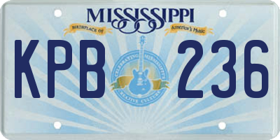 MS license plate KPB236