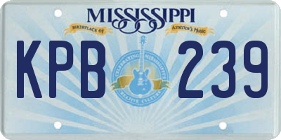 MS license plate KPB239