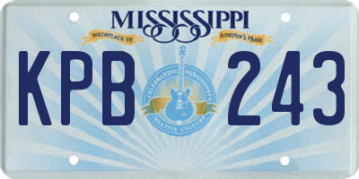 MS license plate KPB243