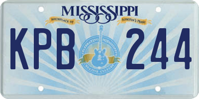 MS license plate KPB244