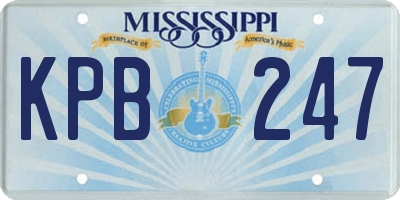 MS license plate KPB247