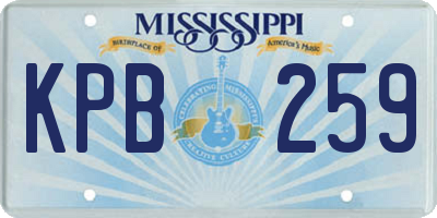 MS license plate KPB259