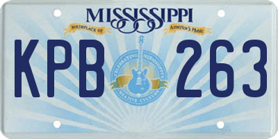 MS license plate KPB263
