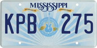 MS license plate KPB275