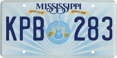 MS license plate KPB283