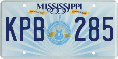 MS license plate KPB285