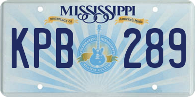 MS license plate KPB289