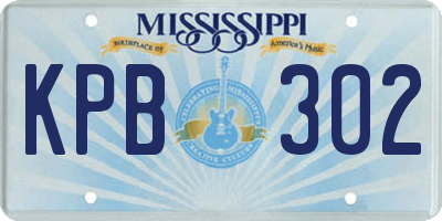 MS license plate KPB302
