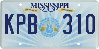 MS license plate KPB310