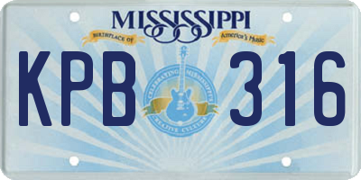 MS license plate KPB316