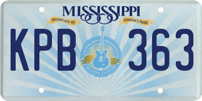MS license plate KPB363