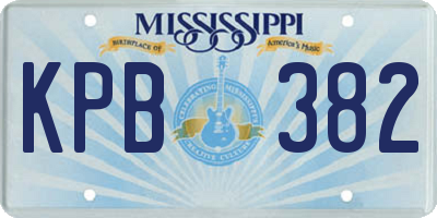 MS license plate KPB382