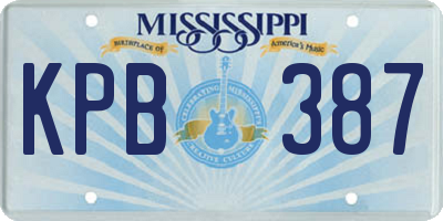 MS license plate KPB387